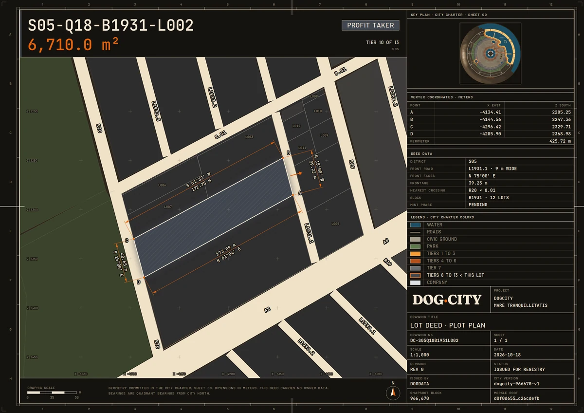 Lot deed S05-Q18-B1931-L002: TIER 10 OF 13 · PROFIT TAKER, 6,710.0 m², S05